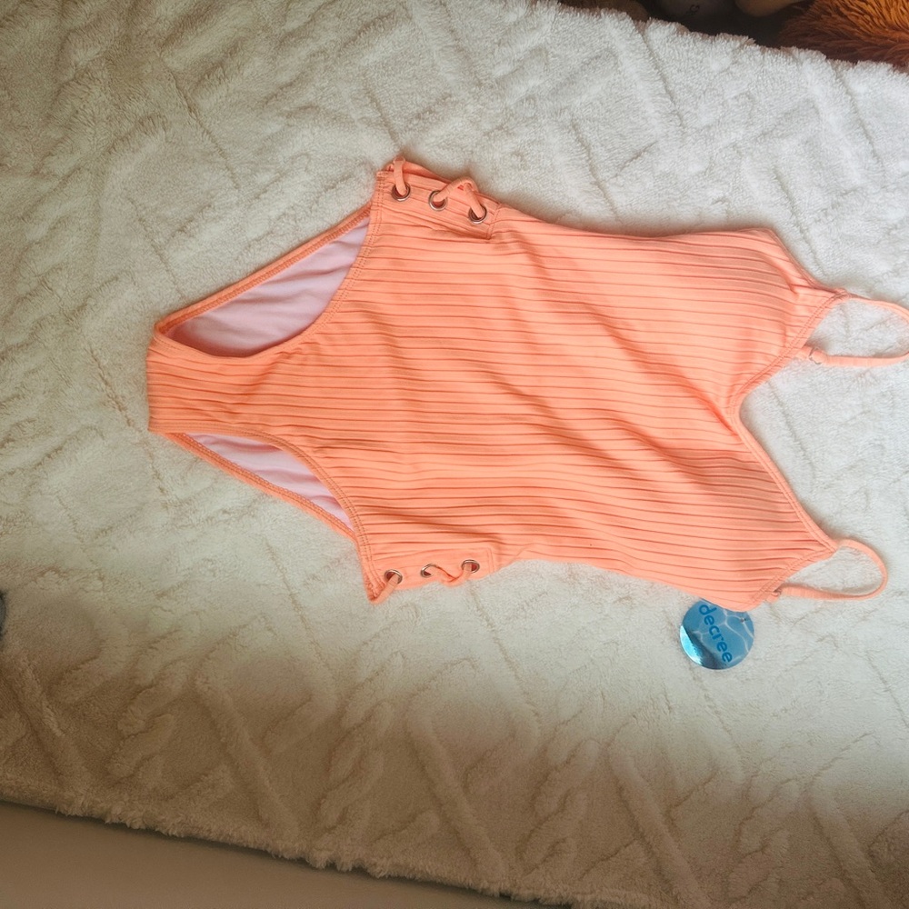 Decree Orange Textured One-Piece Swimsuit